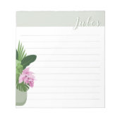 Tropische Medinilla Bloem Groene Vaas Naam Lined Notitieblok (Voorkant)