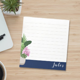 Tropische Medinilla Bloemenvaas op Donkerblauwe Li Notitieblok