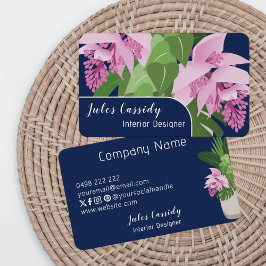 Tropische Medinilla Flower Donkerblauw paneel Visitekaartje