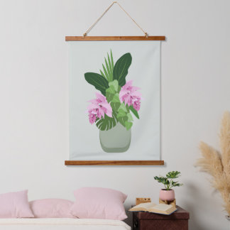 Tropische Medinilla Roze Bloem Groene Vaas Hangend Wandkleed