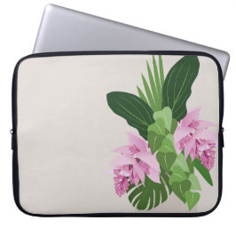 Tropische Medinilla Roze Bloem in Beige Vaas Laptop Sleeve