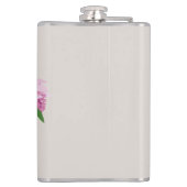 Tropische Medinilla Roze Bloem in Beige Vaas Naam Heupfles (Achterkant)