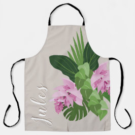 Tropische Medinilla Roze Bloem in Beige Vaas Naam Schort