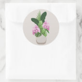 Tropische Medinilla Roze Bloem in Beige Vaas Ronde Sticker (Tas)