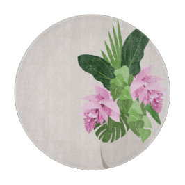 Tropische Medinilla Roze Bloem in Beige Vaas Snijplank