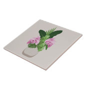 Tropische Medinilla Roze Bloem in Beige Vaas Tegeltje (Zijkant)