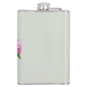 Tropische Medinilla Roze Bloem in Groene Vaas Naam Heupfles (Achterkant)