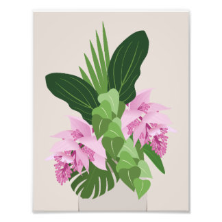 Tropische Medinilla roze bloem op beige Foto Afdruk