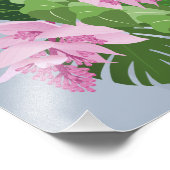 Tropische Medinilla Roze Bloem op Blauw Foto Afdruk (Hoek)