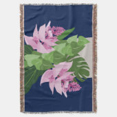 Tropische Medinilla Roze Bloem op Donkerblauw Deken (Voorkant Verticaal)
