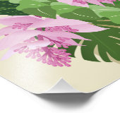 Tropische Medinilla Roze Bloem op Geel Foto Afdruk (Hoek)