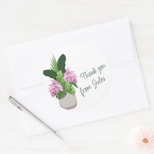 Tropische Medinilla Roze Bloem op Wit Dank U Ronde Sticker