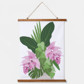 Tropische Medinilla Roze Bloem op Wit Hangend Wandkleed (Voorkant)