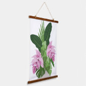 Tropische Medinilla Roze Bloem op Wit Hangend Wandkleed (Gebogen)