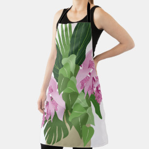Tropische Medinilla Roze Bloem op Wit Schort