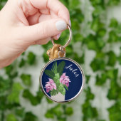 Tropische Medinilla Roze Bloem Vaas Donkerblauw Na Sleutelhanger (Hand)