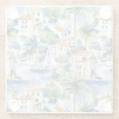 Tropische mediterrane bruiloft glazen onderzetter (Achterkant)