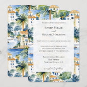 Tropische mediterrane bruiloft kaart (Voorkant / Achterkant)