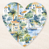 Tropische mediterrane bruiloft kartonnen onderzetters (Voorkant)