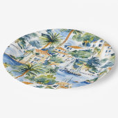 Tropische mediterrane bruiloft papieren bordje (Gekanteld)