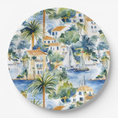 Tropische mediterrane bruiloft papieren bordje (Voorkant)