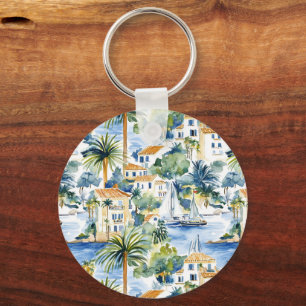 Tropische mediterrane bruiloft sleutelhanger