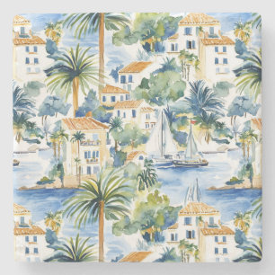 Tropische mediterrane bruiloft stenen onderzetter