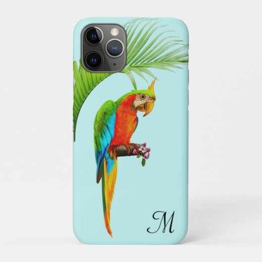 Tropische Meerkleurige Ara Vogel & Monogram Case-Mate iPhone Case (Achterkant)