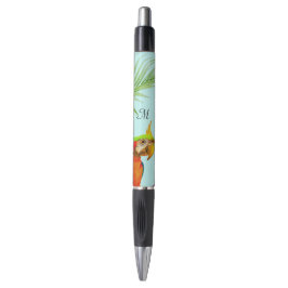 Tropische Meerkleurige Ara Vogel & Monogram Pen