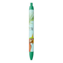 Tropische Meerkleurige Ara Vogel & Monogram Pen