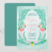 Tropische meisjes Flamingo - Flamingle verjaardags Kaart (Voorkant / Achterkant)