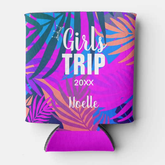 Tropische meisjes reizen met Kroon en Jaar Blikjeskoeler (Voorkant)