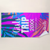 Tropische meisjes reizen met Kroon, Jaar en Naam Strandlaken (Voorkant)