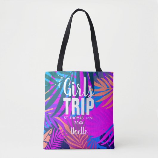 Tropische meisjes reizen met Kroon, Jaar en Naam Tote Bag (Voorkant)