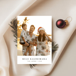 Tropische Mele Kalikimaka Familie Strand Foto Feestdagenkaart