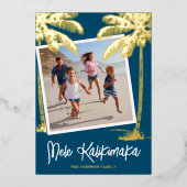 Tropische Mele Kalikimaka Foto Folie Kerstkaart Folie Feestdagenkaart (Voorkant)