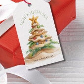 Tropische Mele Kalikimaka kerstboom Cadeaulabel
