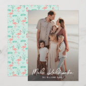 Tropische Mele Kalikimaka Roze Flamingo Foto Feestdagenkaart (Voorkant / Achterkant)