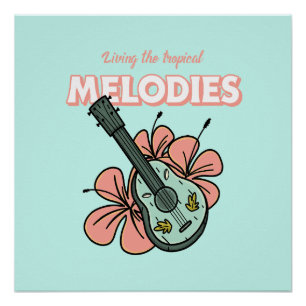 Tropische Melodieën Ukulele Floral Art Perfect Poster