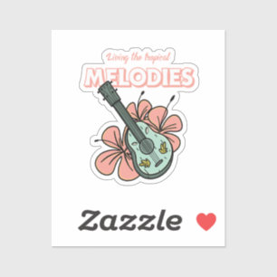 Tropische Melodieën Ukulele Floral Art Sticker