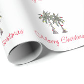 Tropische Merry Christmas Palm Trees Patroon Cadeaupapier (Rol Hoek)