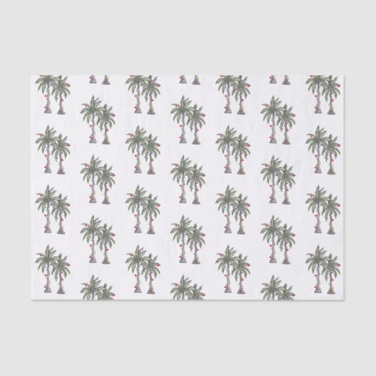 Tropische Merry Christmas Palm Trees Patroon Tissuepapier (Voorkant)