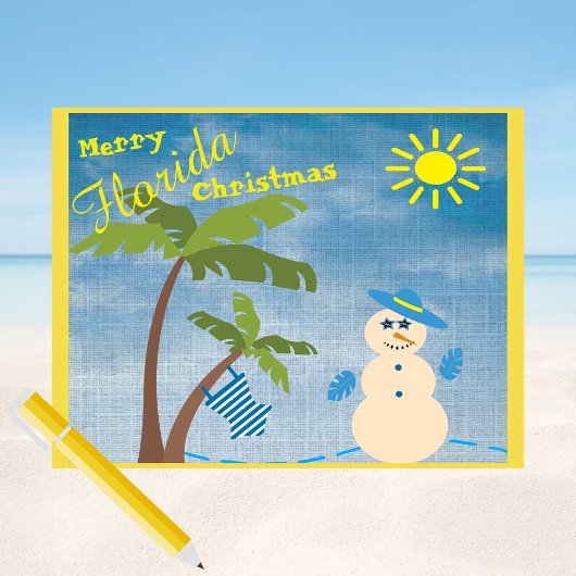 Tropische Merry Florida Kerstman op strand Briefkaart