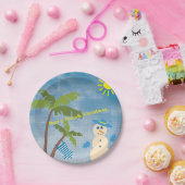 Tropische Merry Florida Kerstman op strand Papieren Bordje (Feest)