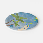 Tropische Merry Florida Kerstman op strand Papieren Bordje (Gekanteld)