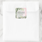 Tropische met roze gevulde productetiketten vierkante sticker (Tas)