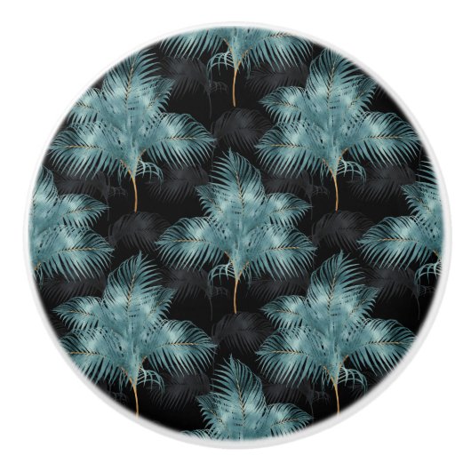 Tropische metalen blauw en goudpalen zomer keramische knop (Voorkant)