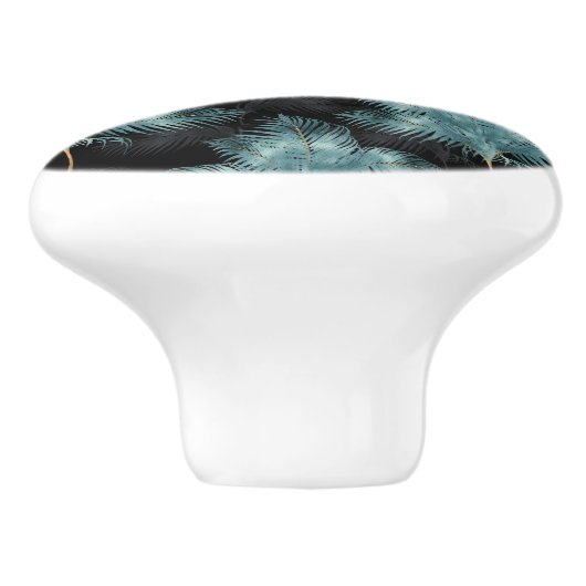 Tropische metalen blauw en goudpalen zomer keramische knop (Zijkant)