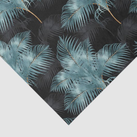 Tropische metalen blauw en goudpalen zomer tissuepapier (Detail)