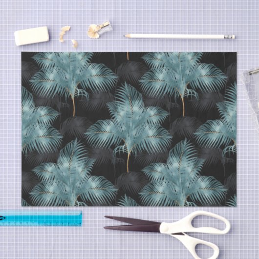 Tropische metalen blauw en goudpalen zomer tissuepapier (Craft)